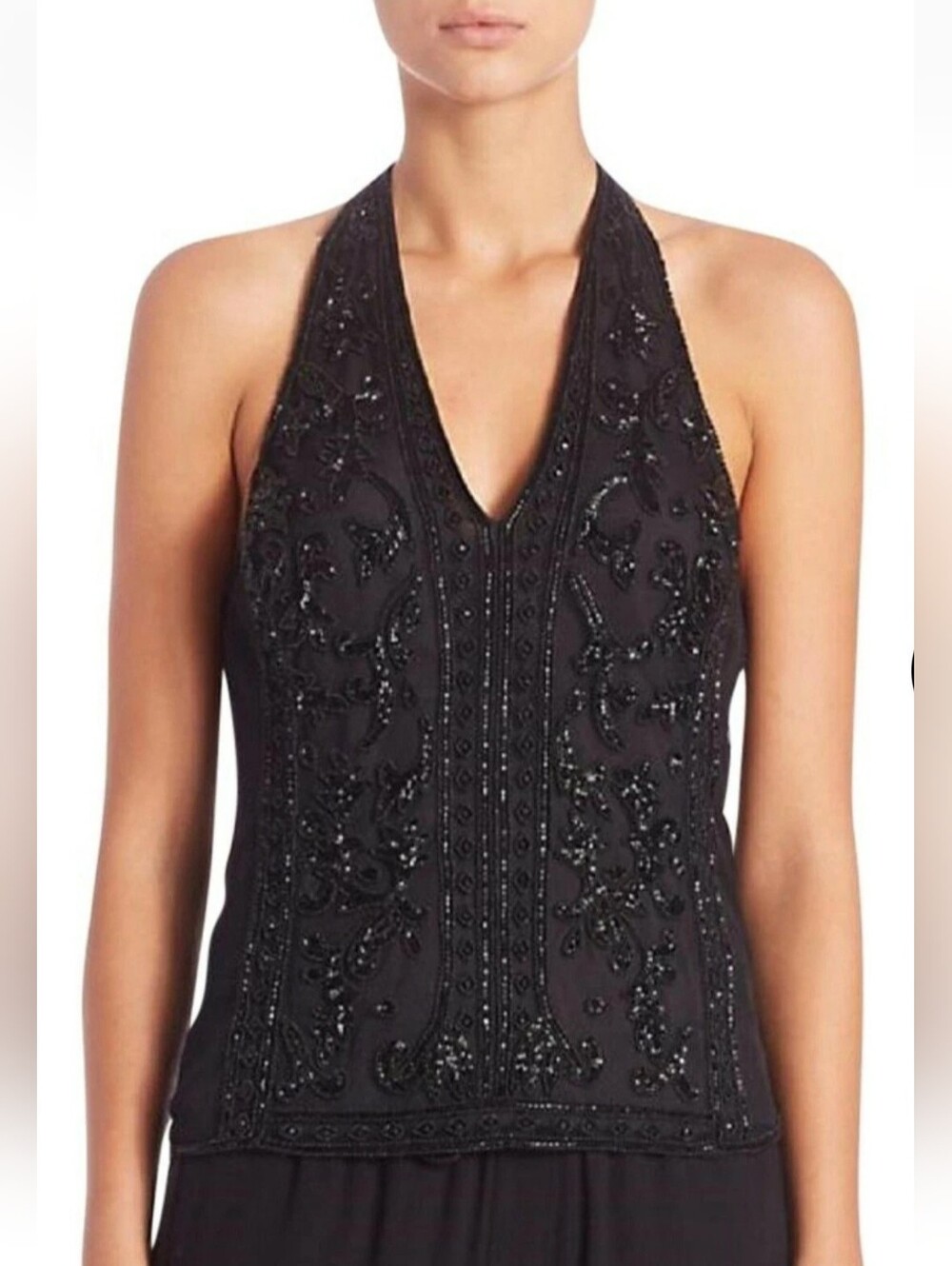 Polo by Ralph Lauren Black Beaded T-back Camisole